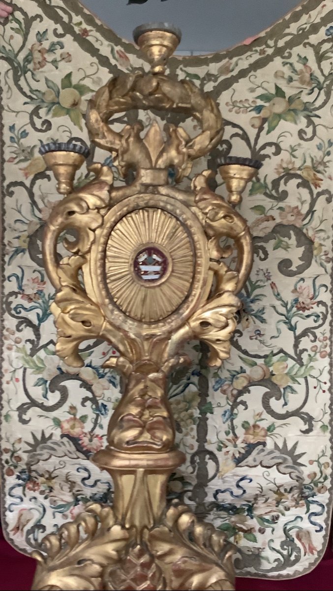 Monstrance Reliquaire En Bois Doré -photo-2