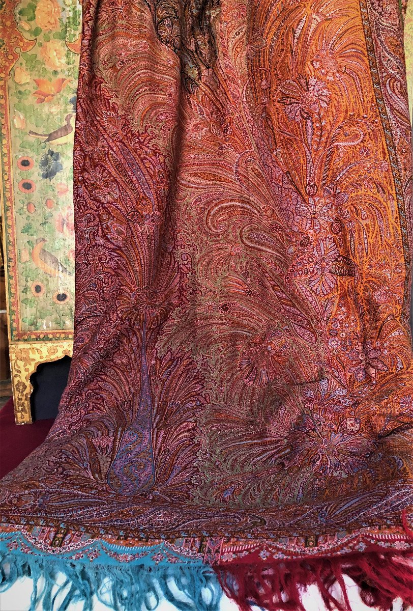 Cashmere Shawl From India 19th Century-photo-2