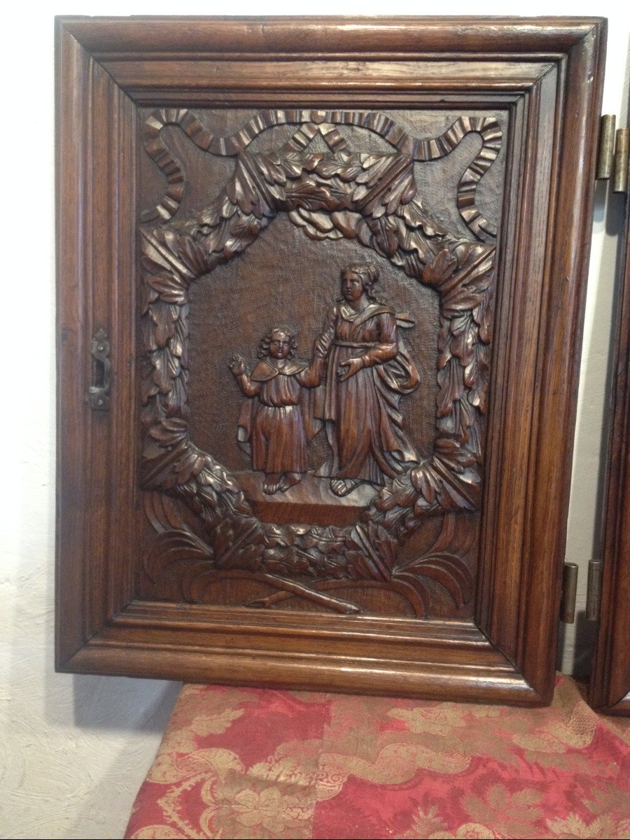 Pair Of Oak Doors A Decor Of Religious Figures XVII-photo-3