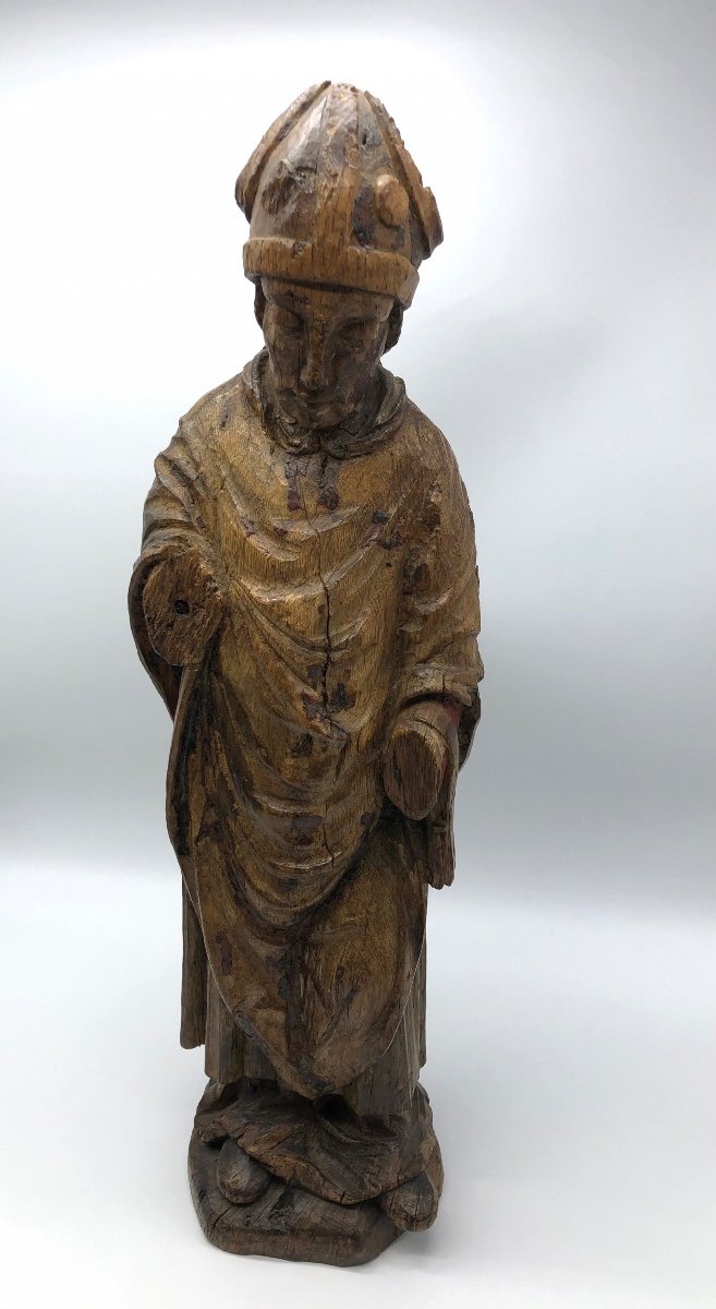 XVI Flanders Religious Oak Statue Of Saint Eloy 67 Cm -photo-3