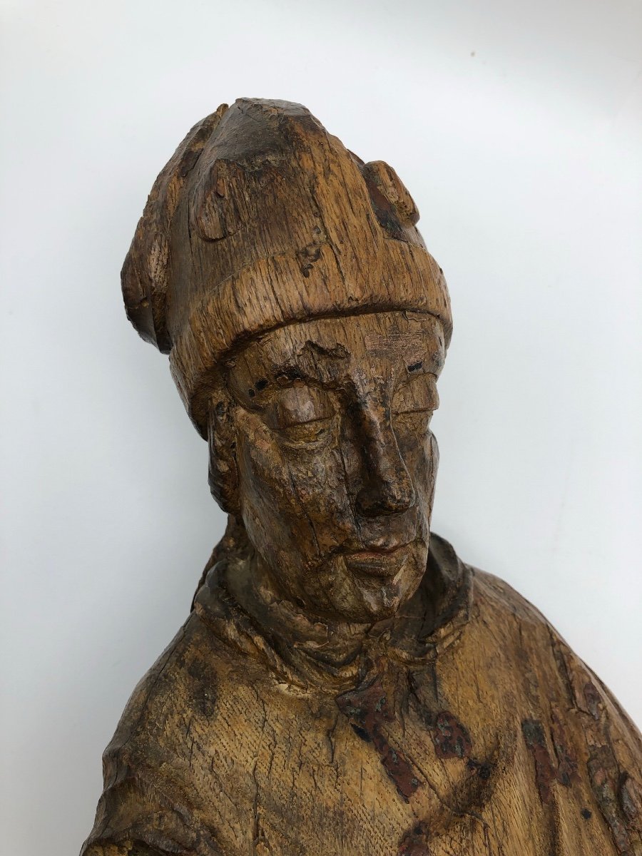 XVI Flanders Religious Oak Statue Of Saint Eloy 67 Cm -photo-5