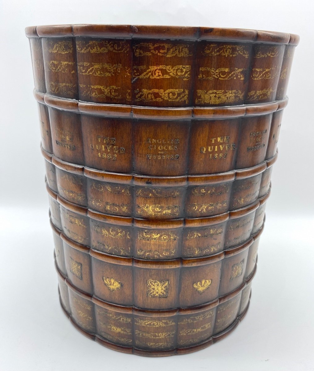  XX United Kingdom Wooden Waste Paper Basket In The Form Of Fake Books Library-photo-2