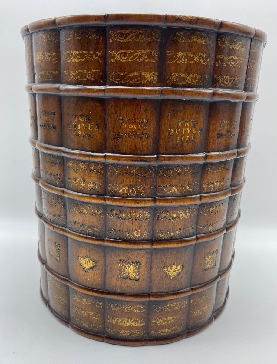  XX United Kingdom Wooden Waste Paper Basket In The Form Of Fake Books Library-photo-3