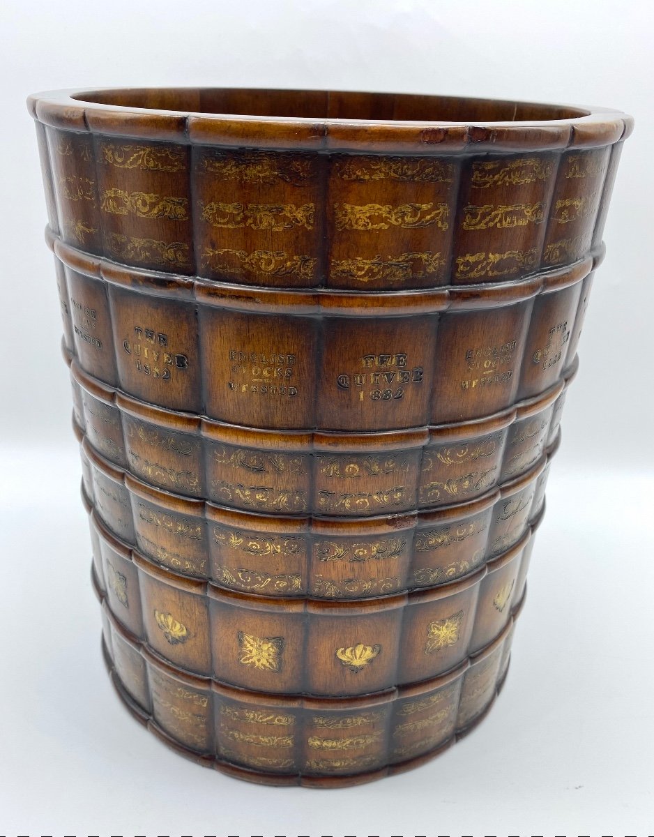  XX United Kingdom Wooden Waste Paper Basket In The Form Of Fake Books Library