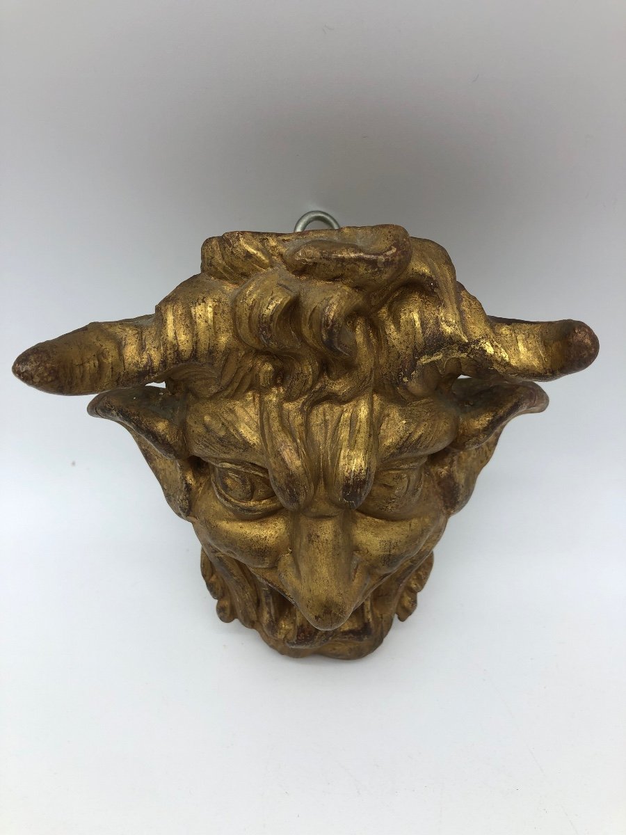 XIX Antique Giltwood Sculpture Of A Satyr Or Devil -photo-4