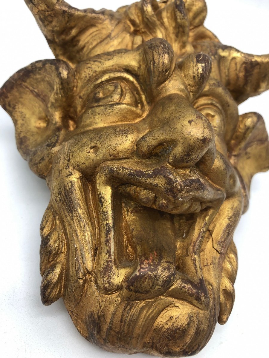 XIX Antique Giltwood Sculpture Of A Satyr Or Devil -photo-3