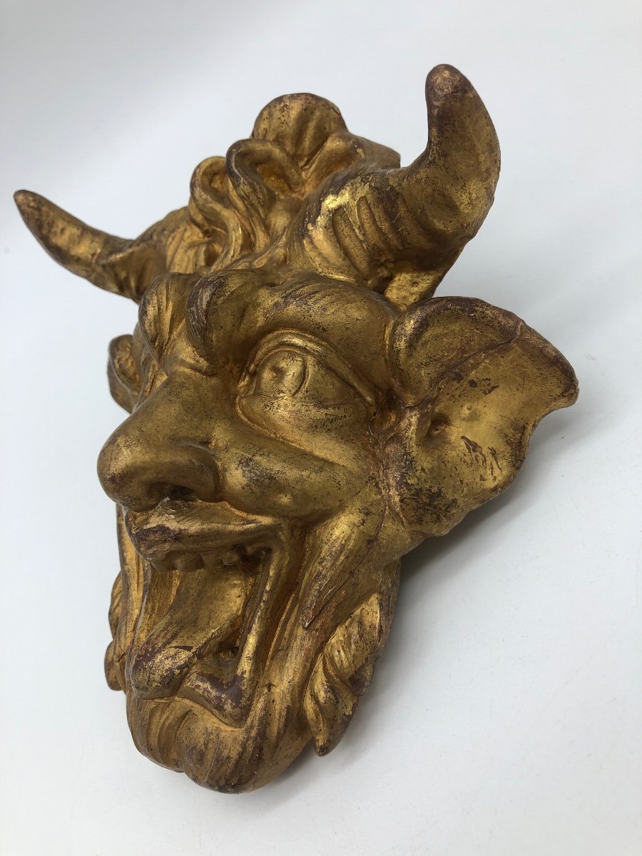 XIX Antique Giltwood Sculpture Of A Satyr Or Devil -photo-6