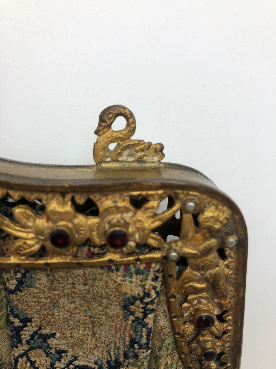 France Ancien Sac à Bijoux Brodé Vers 1800  Fermoir Avec Bijoux  -photo-4