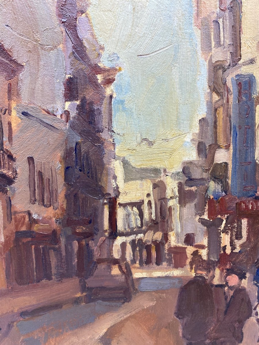 XX Oil Painting On Panel City Scene Uruguay Montevideo By De Los Angeles Martinez-photo-1