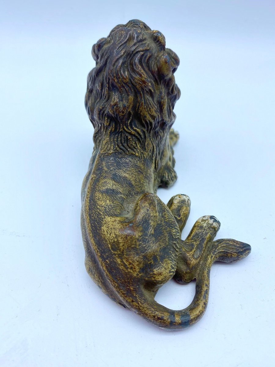 XIX Germany Plomb De Nuremberg Antique Lion Statue -photo-2