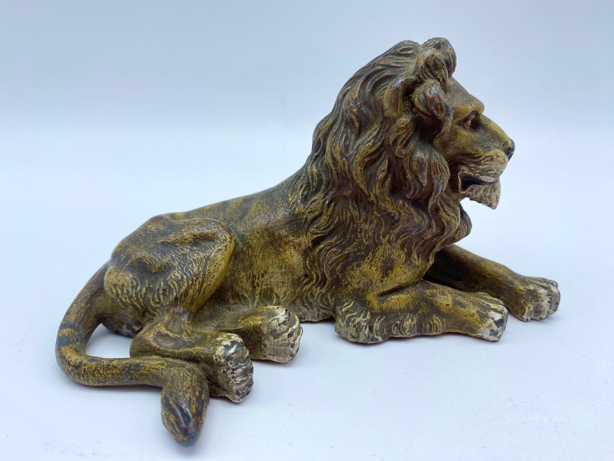 XIX Germany Plomb De Nuremberg Antique Lion Statue -photo-3