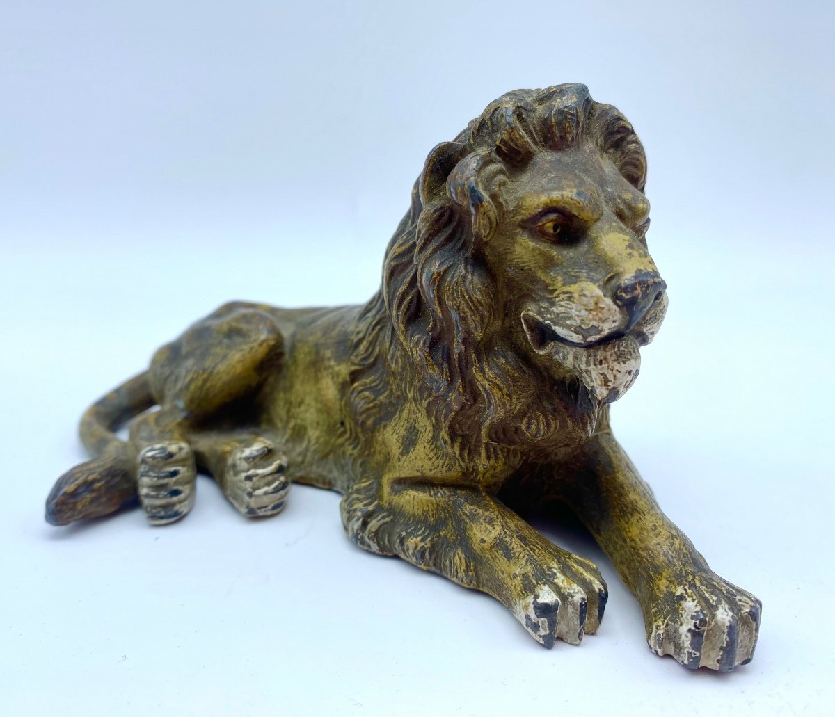 XIX Germany Plomb De Nuremberg Antique Lion Statue 