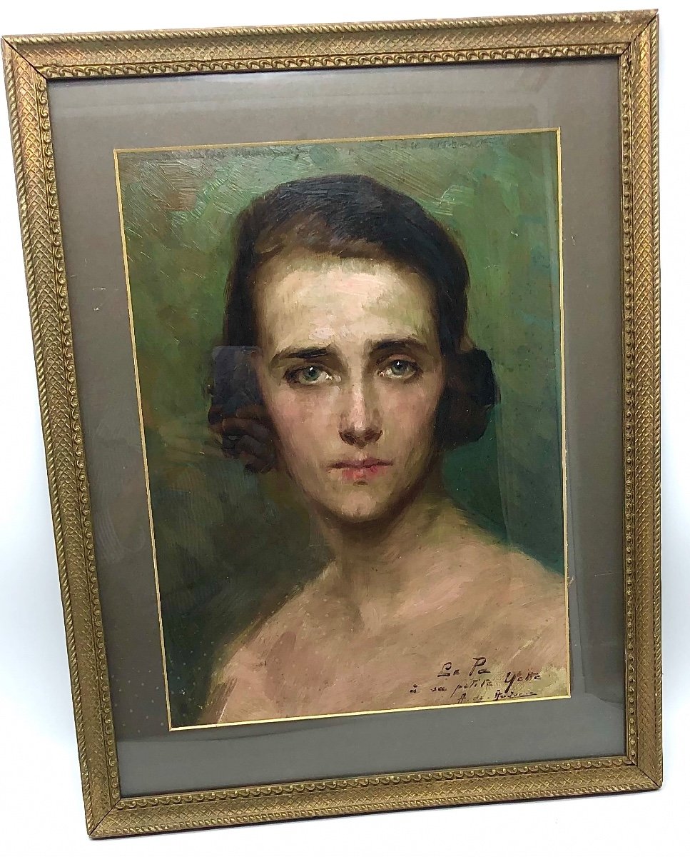  Alex De Andreis (belgian 1871-1939) Portrait Painting Of A Young Woman-photo-2