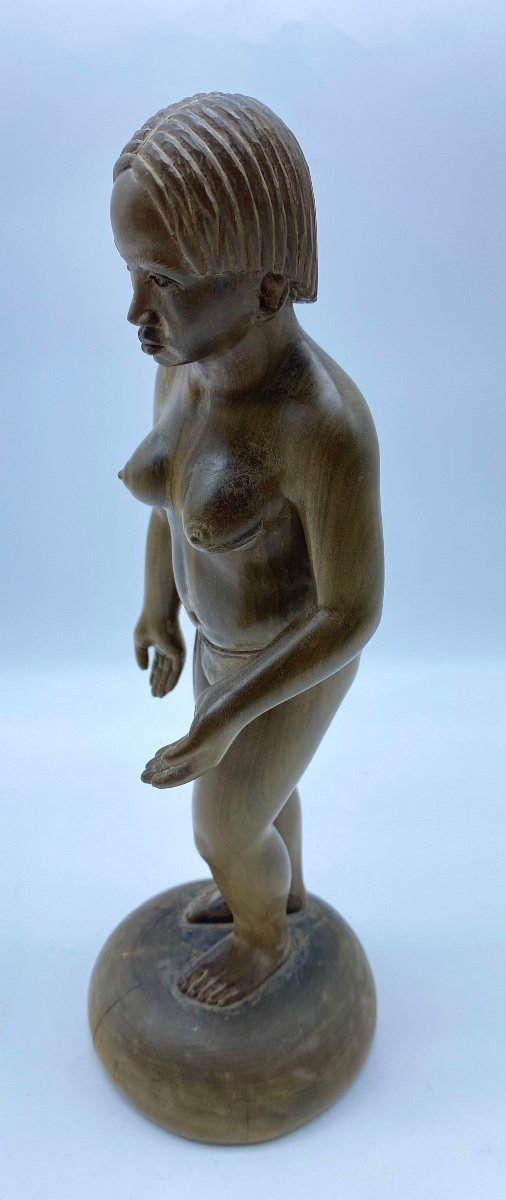 Antique Rosewood Statue Sculpture Of A South American Amazon Woman-photo-2