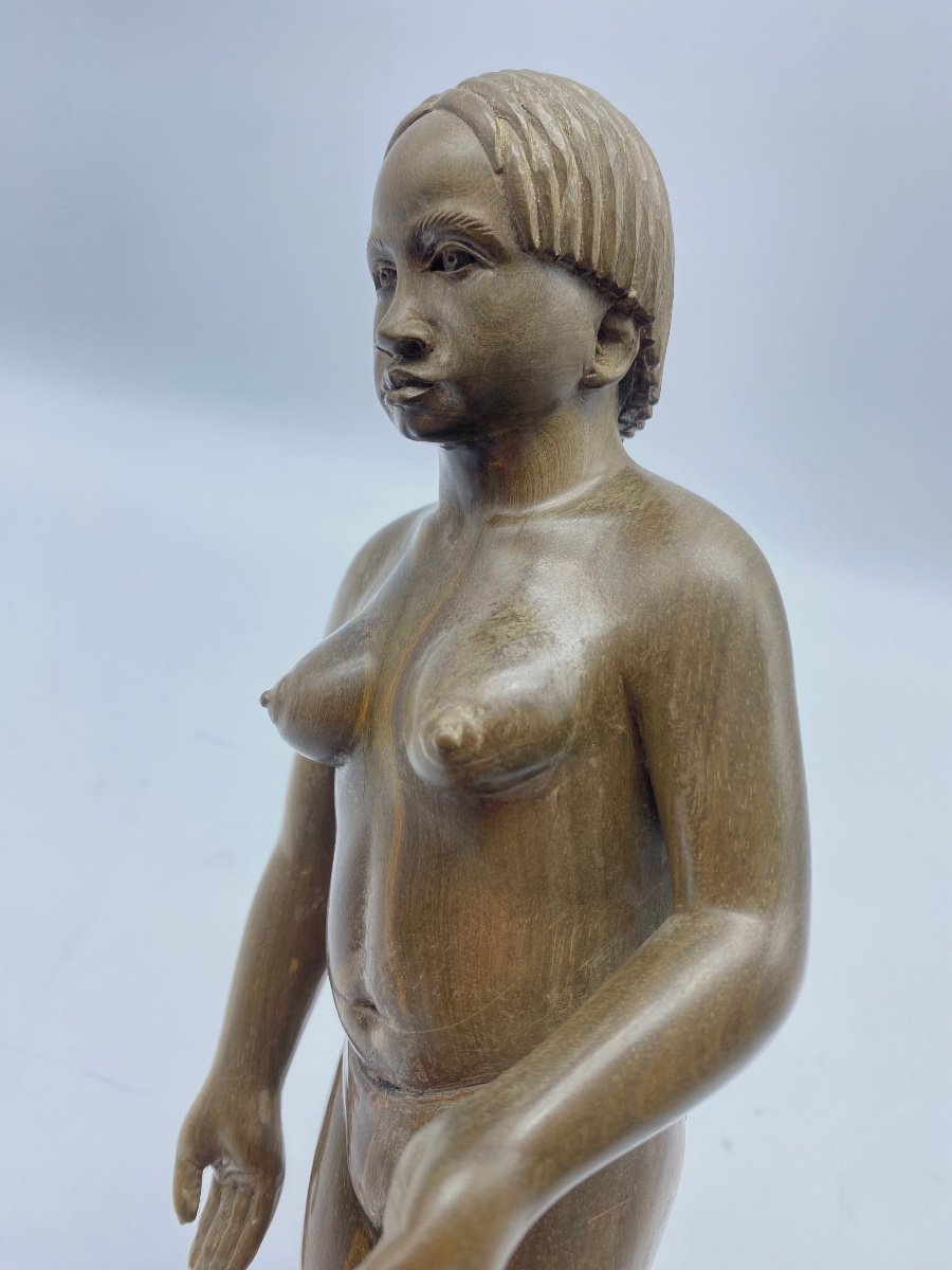 Antique Rosewood Statue Sculpture Of A South American Amazon Woman-photo-6