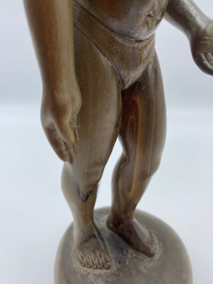 Antique Rosewood Statue Sculpture Of A South American Amazon Woman-photo-8