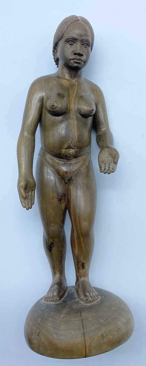 Antique Rosewood Statue Sculpture Of A South American Amazon Woman