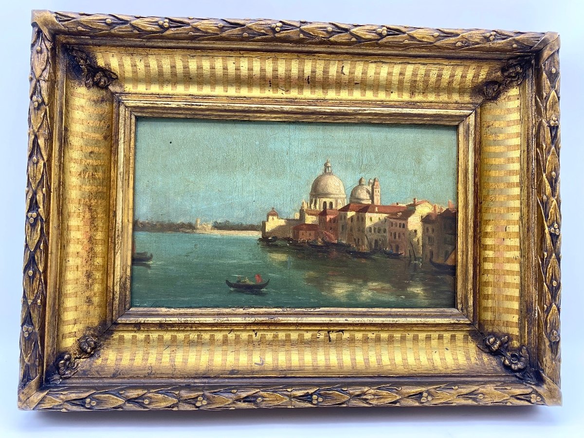 XIX Italie Peinture Tableau Huile Sur Panneau Vue De Venise 