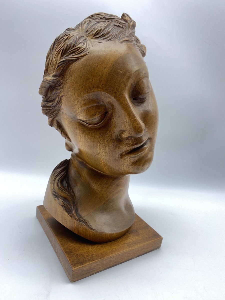 Art Deco Period Bust Wooden Classical Sculpture Head Of Venus 