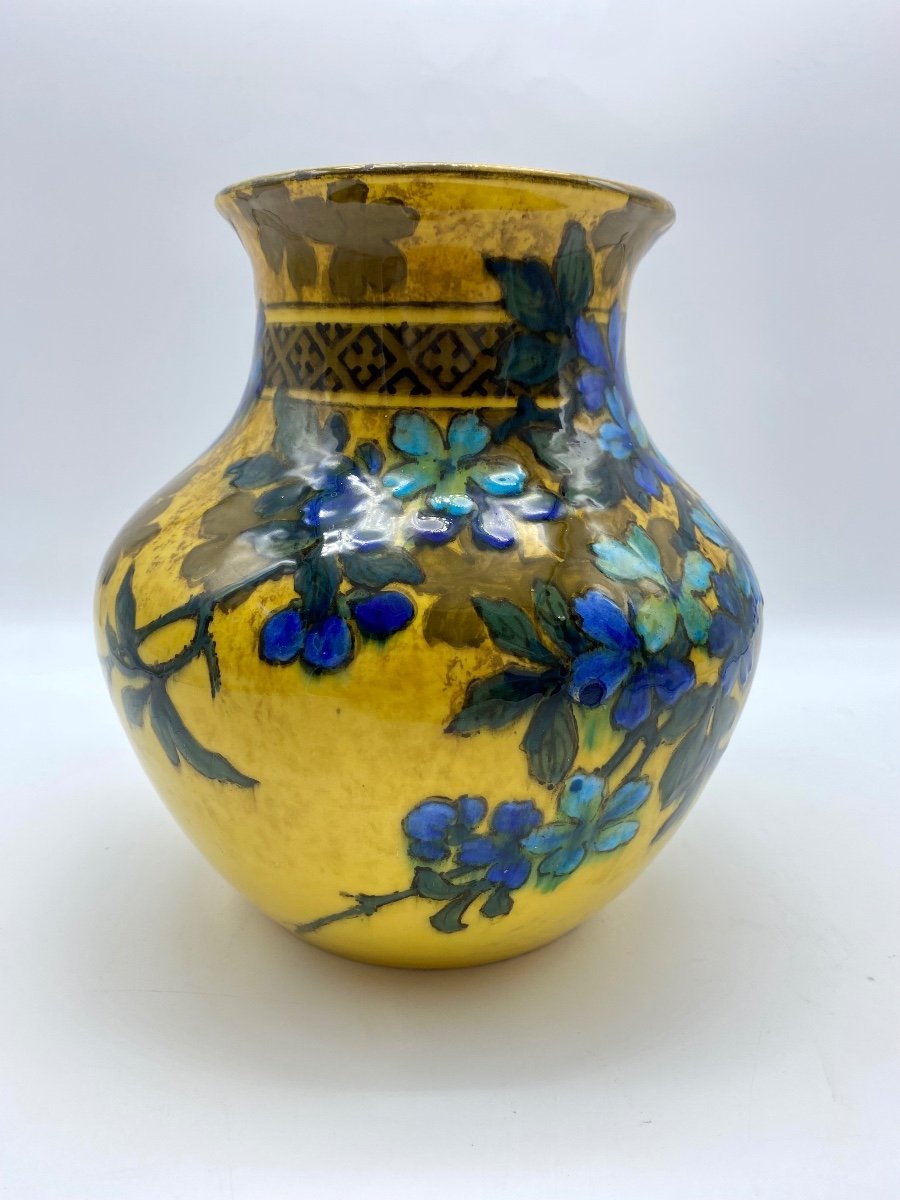 XIX France Edmond Lachenal Art Nouveau Vase Ceramic Style Japonais -photo-3