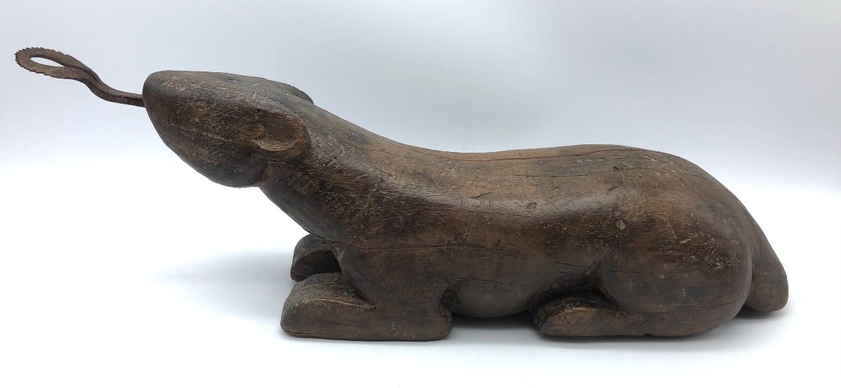 Râpe à Coco Animale Thai Antique En Bois Et Acier