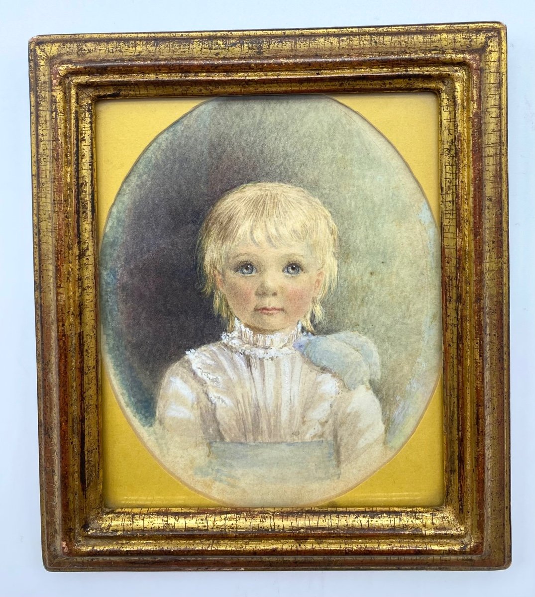 XIX Angleterre Portrait Miniature Ancienne De Sir Francis Dicksee Aquarelle Sur Papier Signée-photo-4