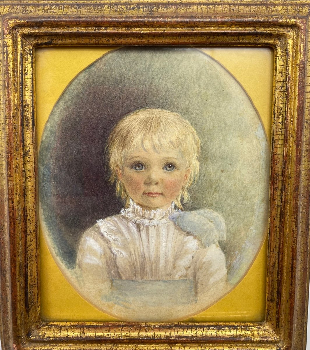 XIX Angleterre Portrait Miniature Ancienne De Sir Francis Dicksee Aquarelle Sur Papier Signée