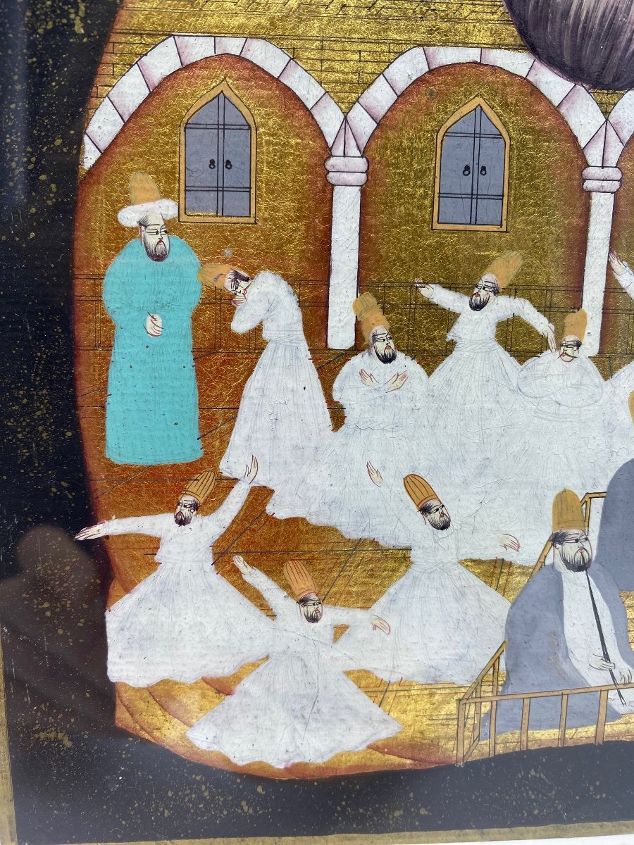 Illustration From An Ottoman Islamic Manuscript  Persian Mystic Rumi Oil And Goldleaf On Paper -photo-4