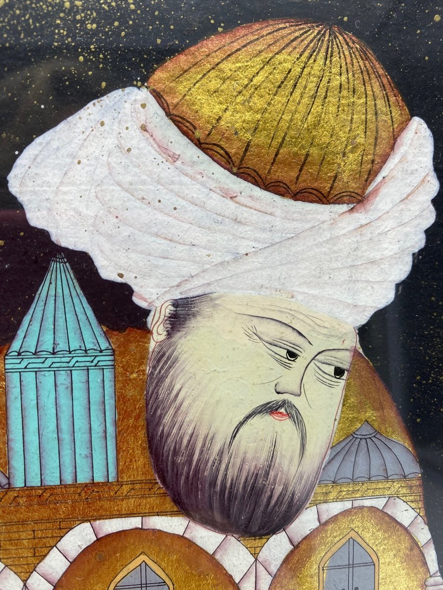 Illustration From An Ottoman Islamic Manuscript  Persian Mystic Rumi Oil And Goldleaf On Paper -photo-5