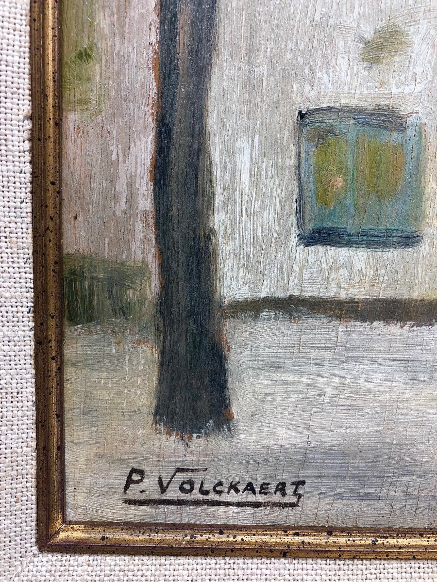 Belgique Piet Volckaert (1902-1973) Peinture à l'Huile Sur Bord-photo-2