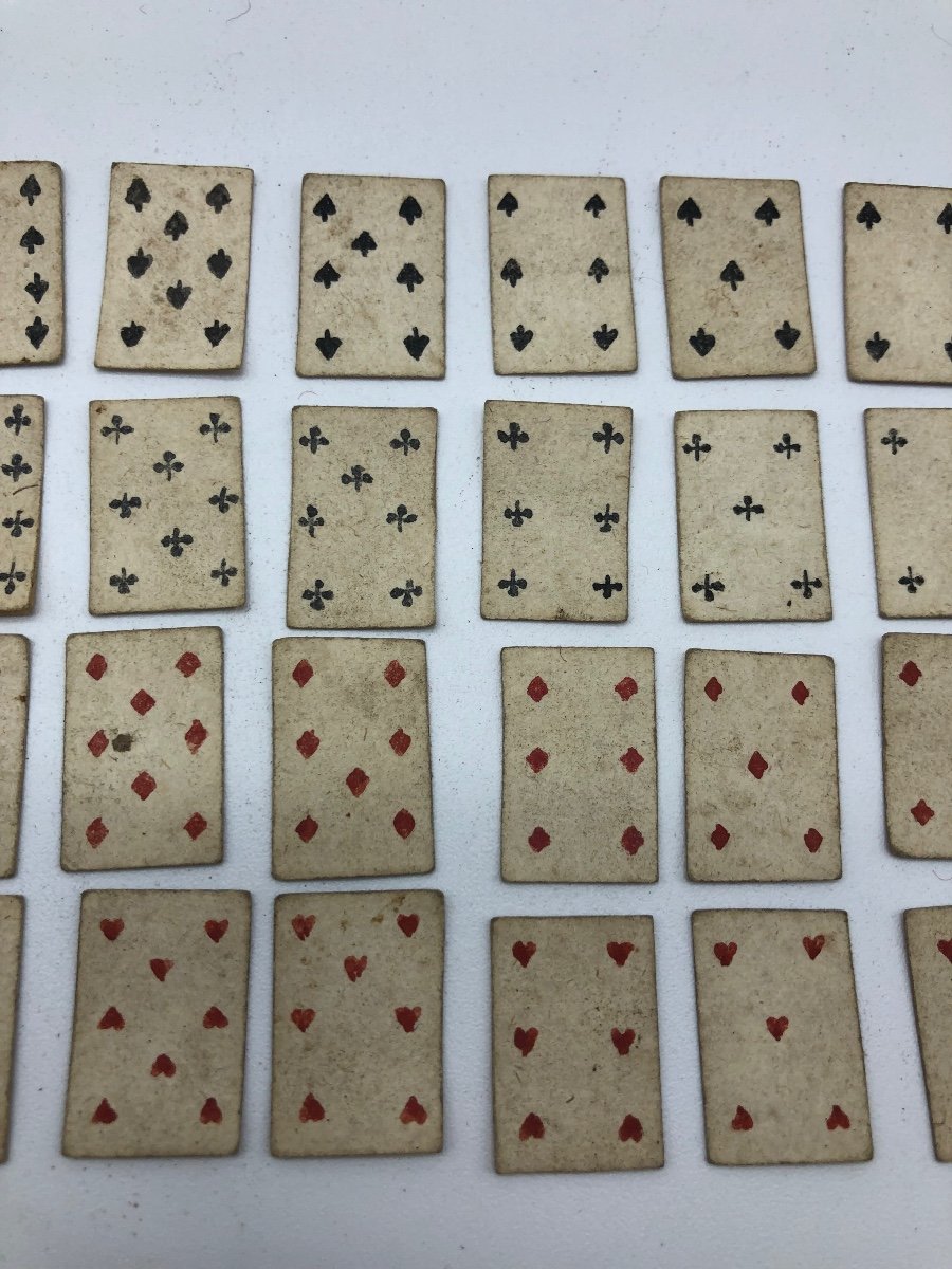 Antique Hand Painted Miniature Playing Cards Set-photo-4