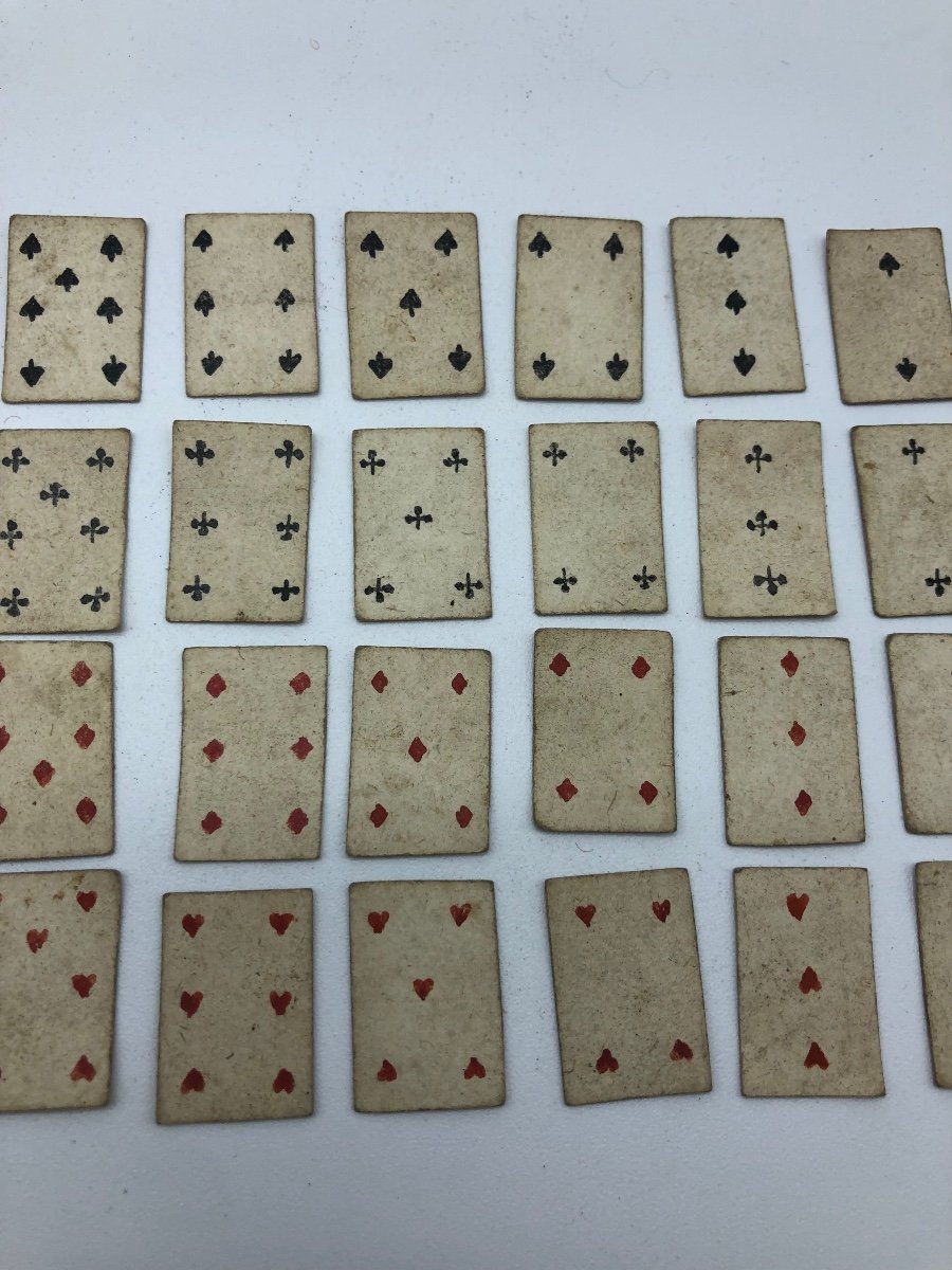 Antique Hand Painted Miniature Playing Cards Set-photo-1