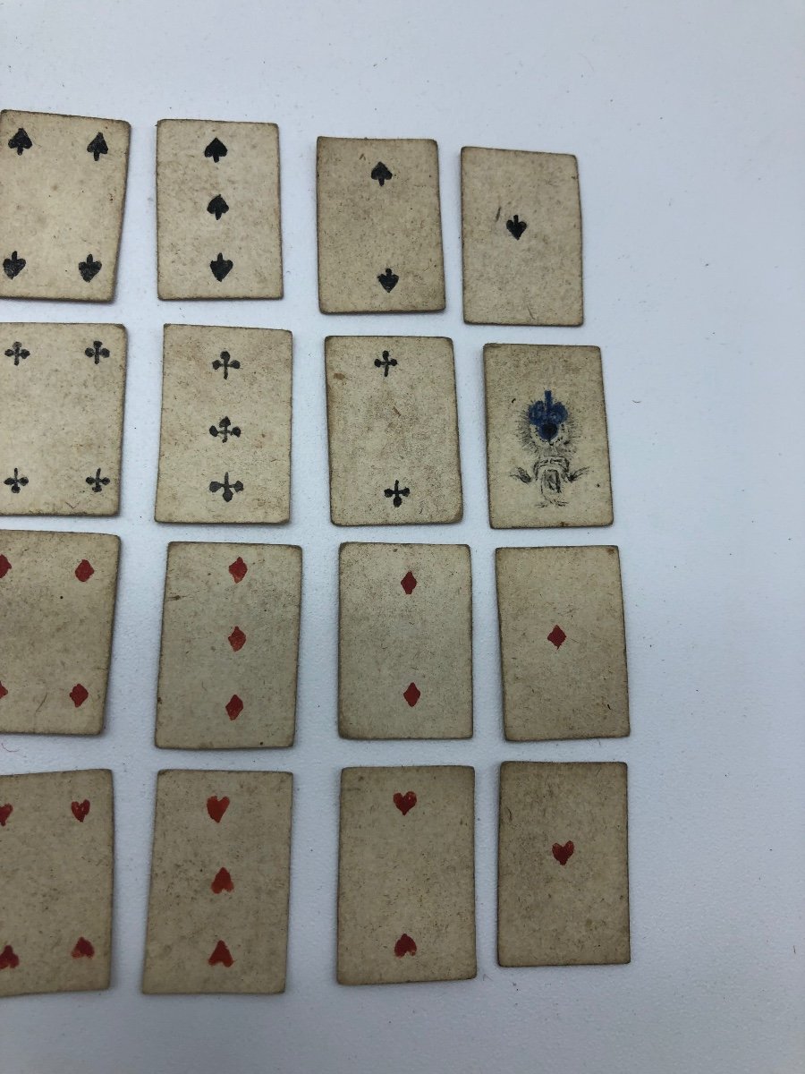 Antique Hand Painted Miniature Playing Cards Set-photo-2