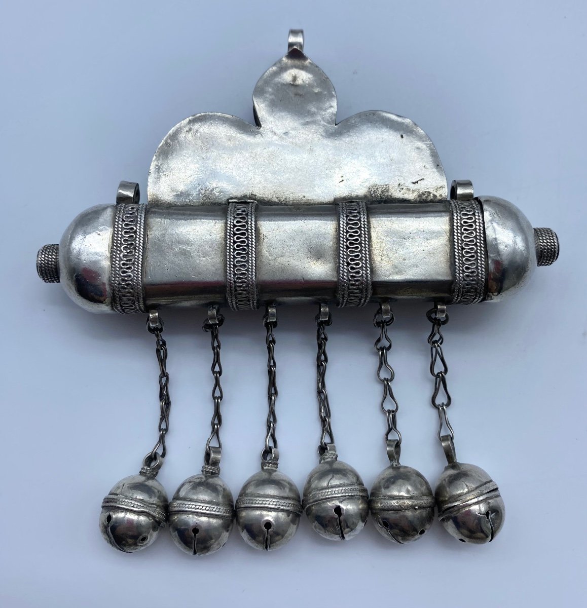 XIX Islamic Turkmen Amulet Silver Tumar And Bazuband Carnelians Ethnic Jewelry-photo-1