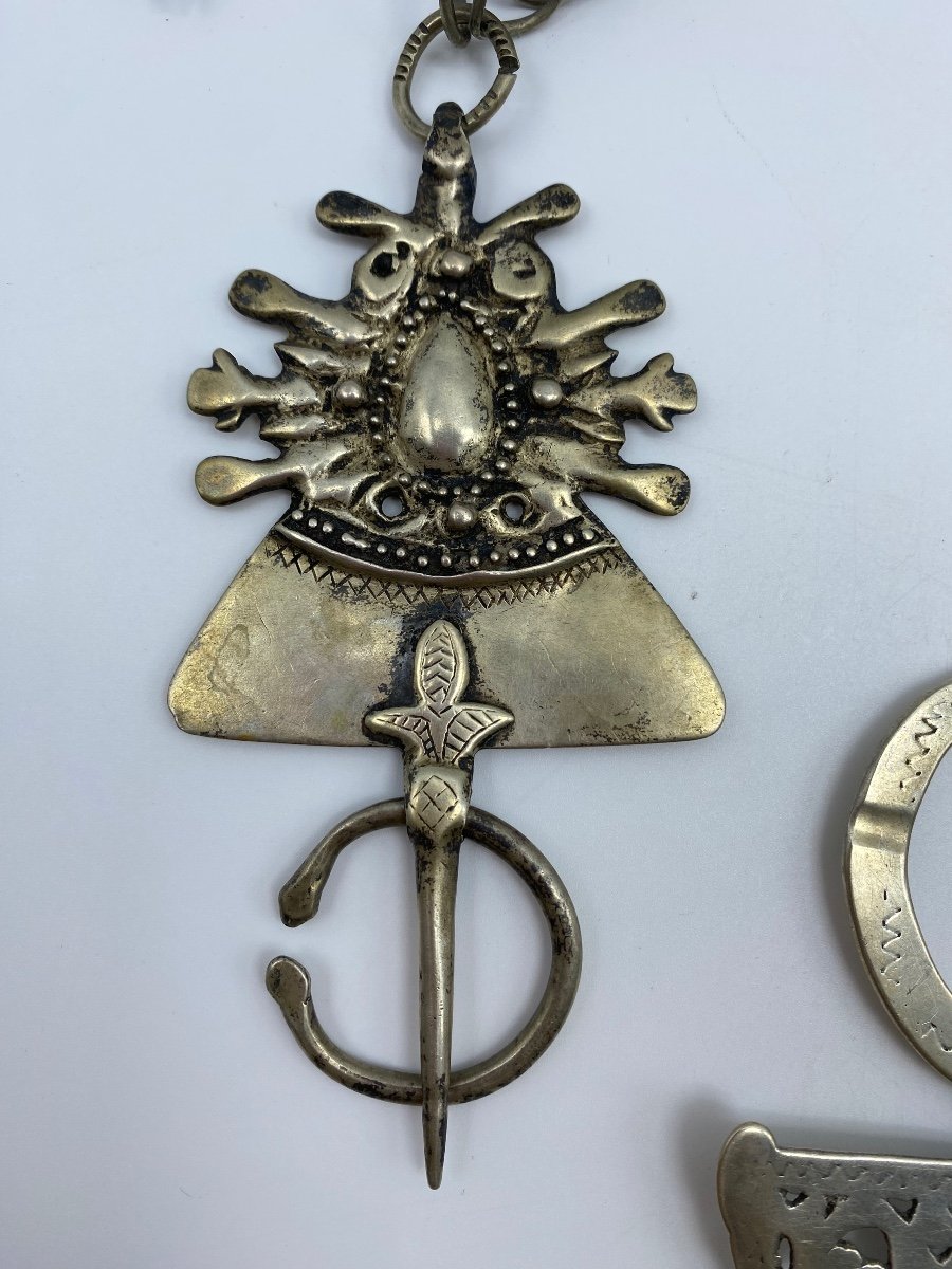 Moroccan Berber Ethnic Jewelry Solid Silver Brooches Fibulae -photo-4