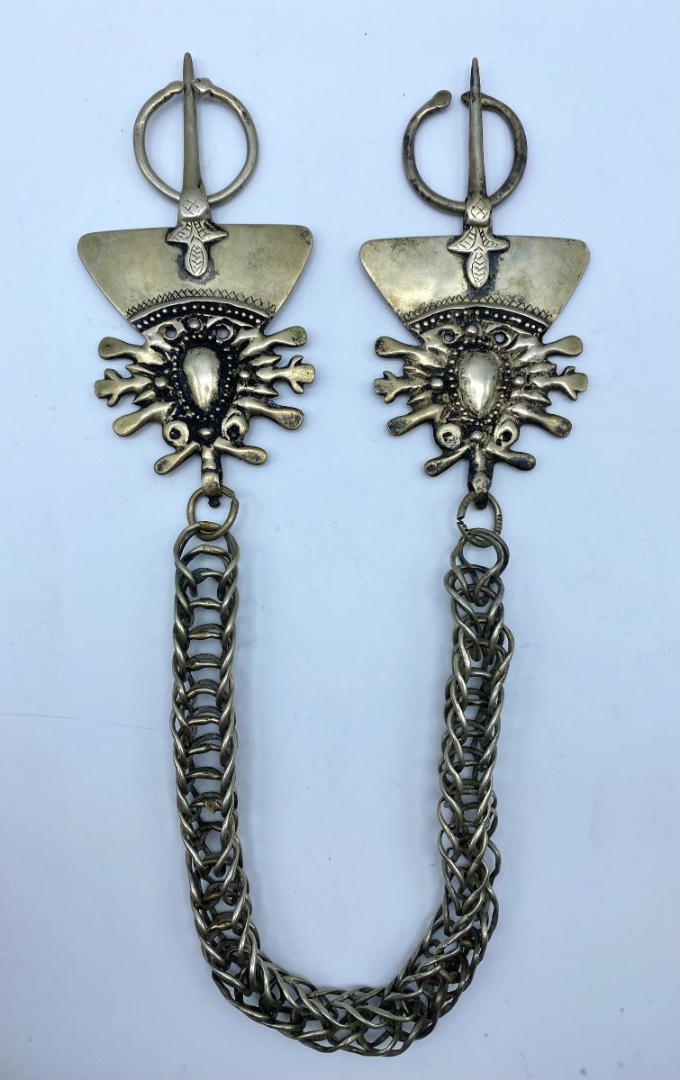 Moroccan Berber Ethnic Jewelry Solid Silver Brooches Fibulae -photo-6