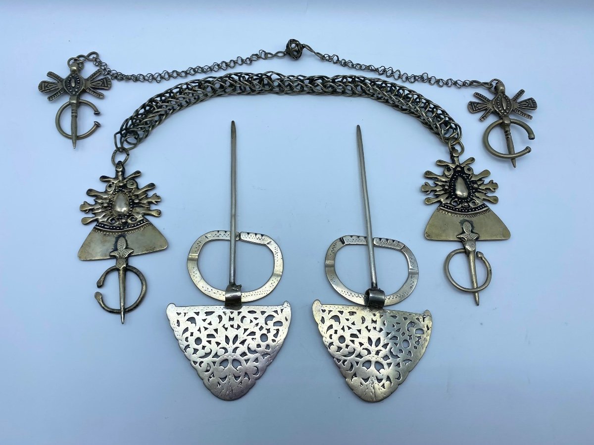 Moroccan Berber Ethnic Jewelry Solid Silver Brooches Fibulae 