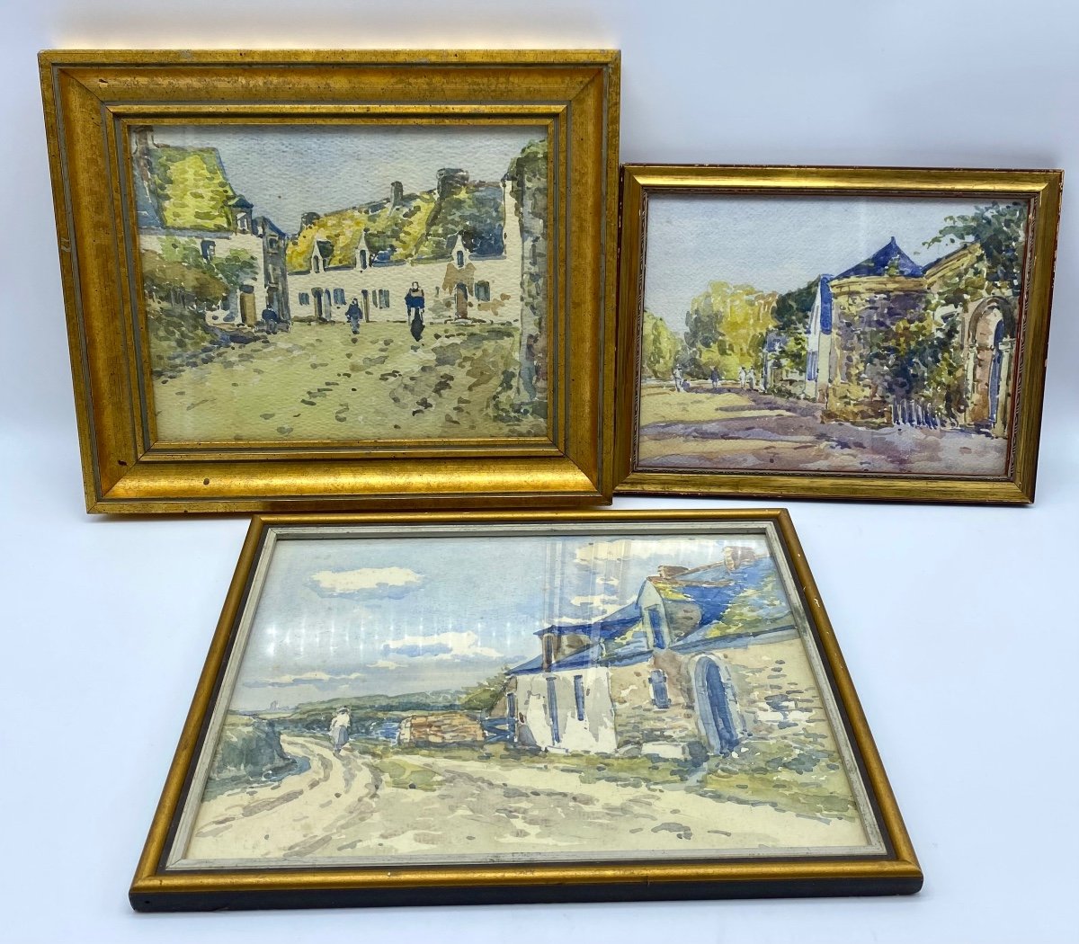 France Early 20th Century Three Watercolor Paintings By A. Comte De Penhouët-photo-8