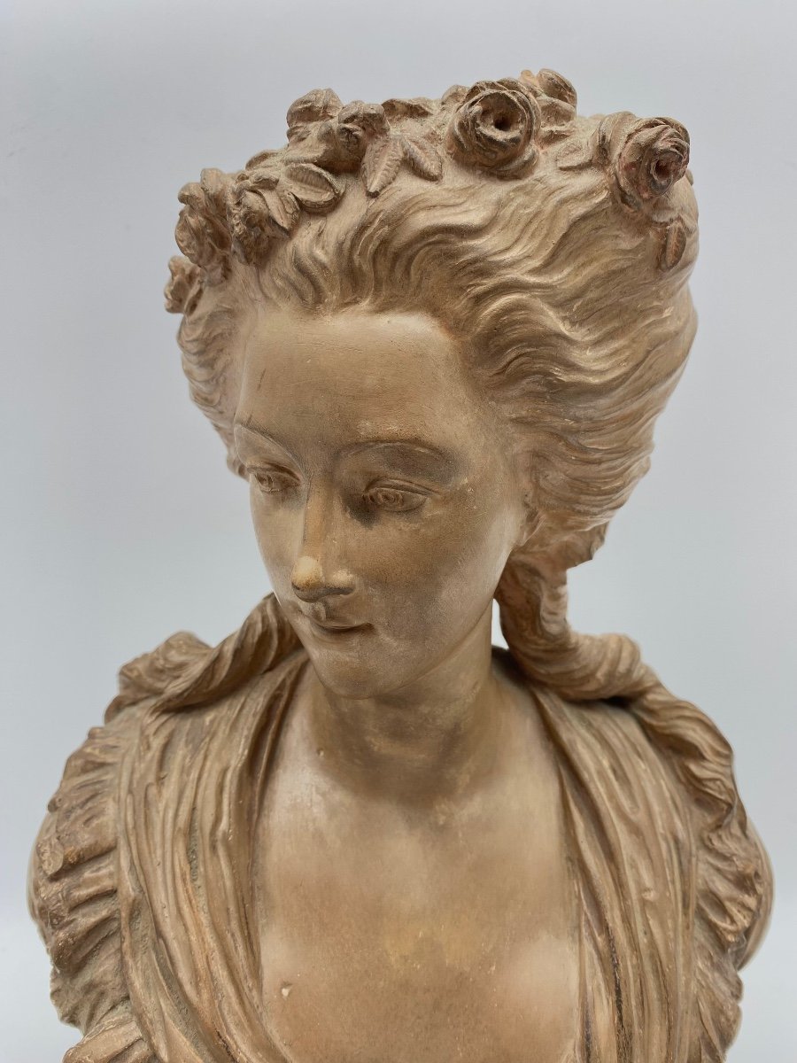 France XIX Siecle Charles Octave Lévy (1820-1899) Ancien Buste De Femme En Terracotta -photo-1