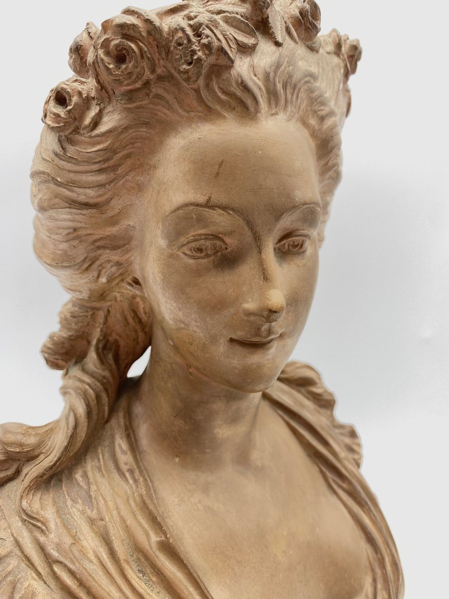 France XIX Siecle Charles Octave Lévy (1820-1899) Ancien Buste De Femme En Terracotta -photo-2