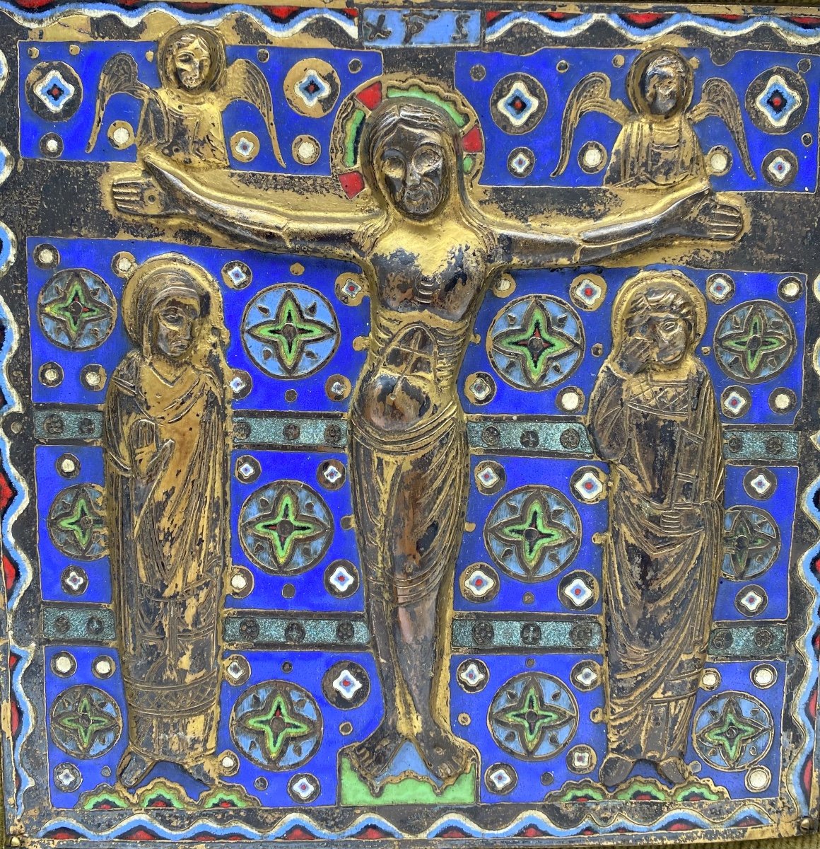 MODEST MORATÓ OJER (1909-1993) ENAMELED COPPER PLAQUE LIMOGES STYLE HAUTE EPOQUE CRUCIFIXION-photo-7