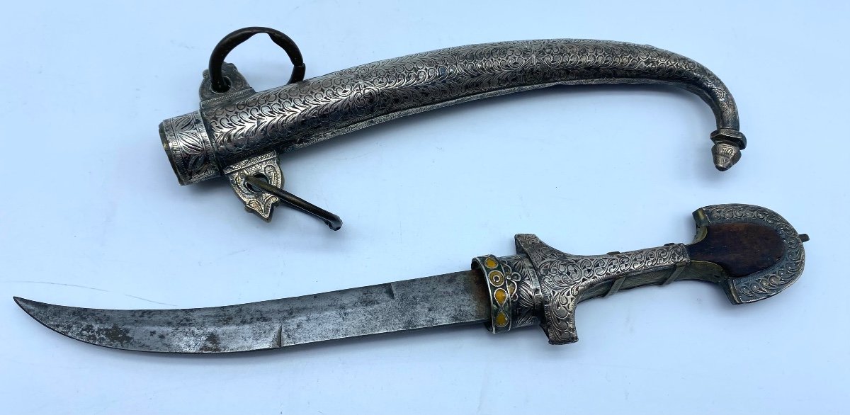 Antique  Koumiya Morocco - Moroccan - Berber Dagger - Silver Scabbard - Koumiyya Koummya-photo-2