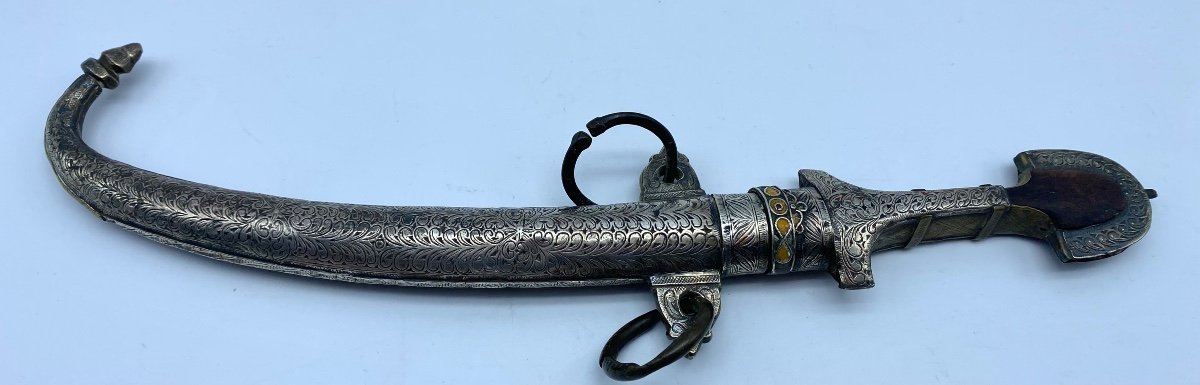 Antique  Koumiya Morocco - Moroccan - Berber Dagger - Silver Scabbard - Koumiyya Koummya-photo-3