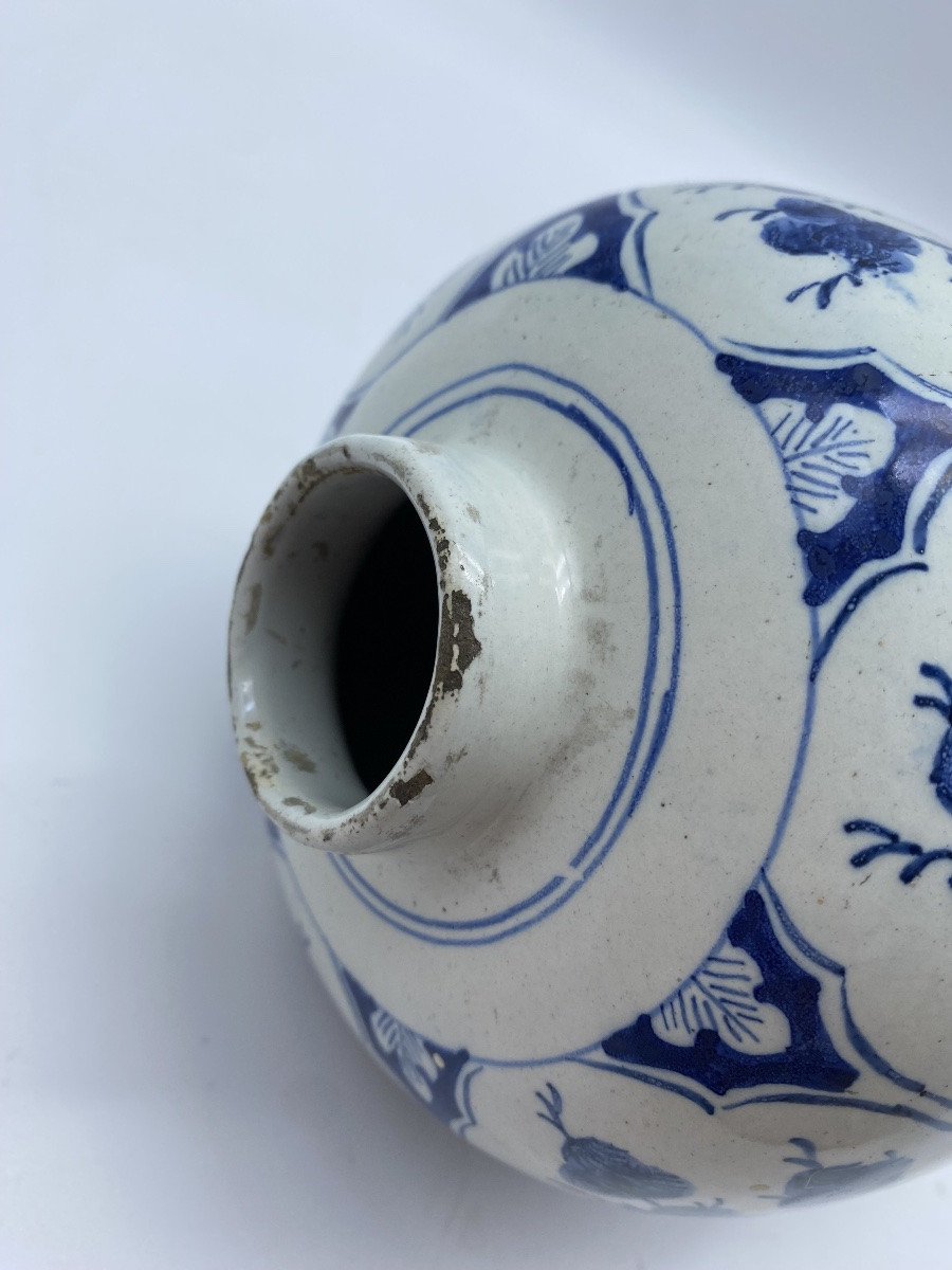 XVIII Delft Ceramic Ovoid Vase Ginger Jar Style Chinoiserie Decorated With Long Ladies Decor -photo-8