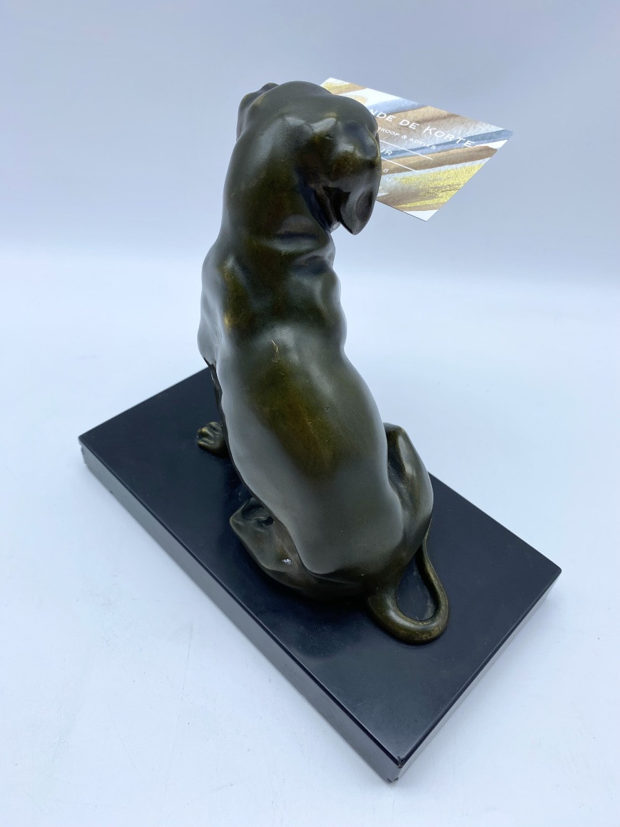 Antique Bronze Dog Statue 1900s Letter Holder With Movable Jaw-photo-3