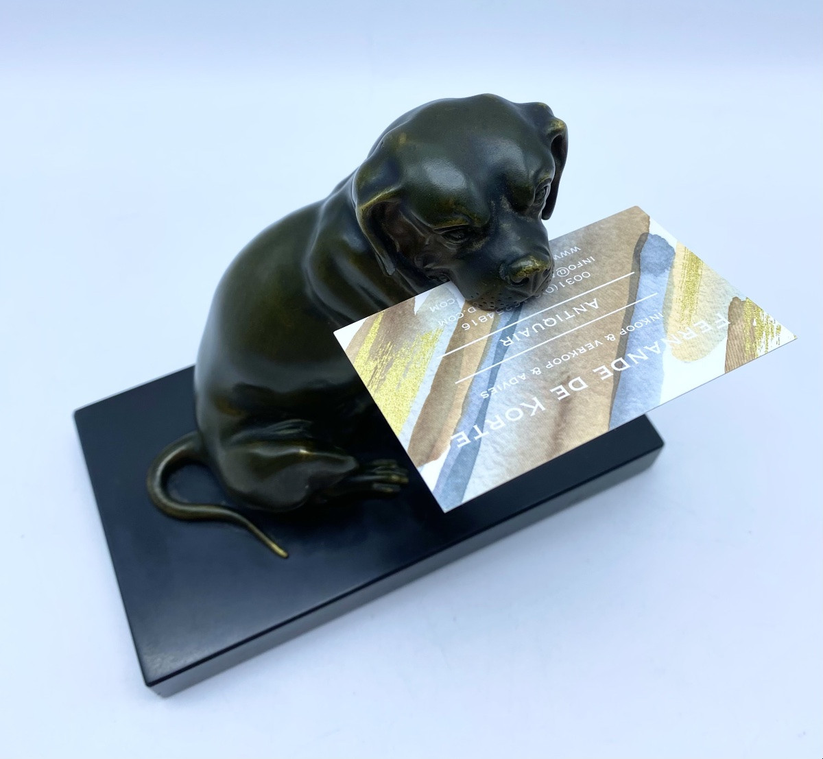 Antique Bronze Dog Statue 1900s Letter Holder With Movable Jaw-photo-4