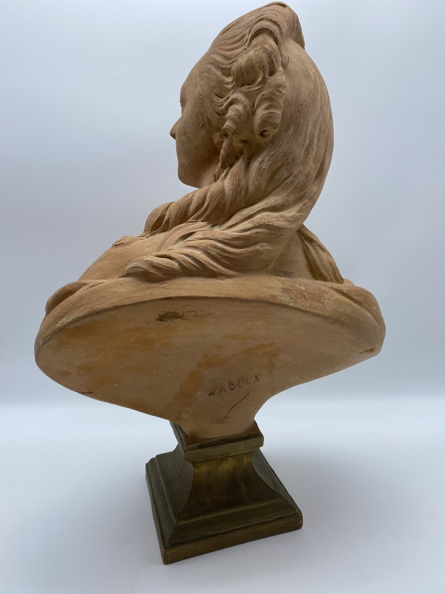 19th Century Antique Terracotta Bust Of Madame Du Barry After A. Pajou Signed-photo-4