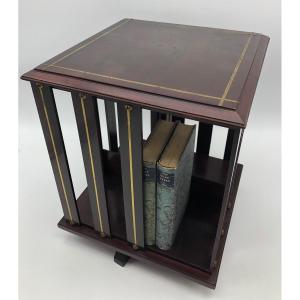 Circa 1930 A Small Brass Inlaid  English Revolving Mahogany Bookcase  