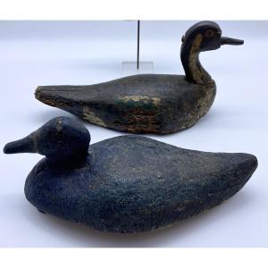 Ancient Appelants De Chasse Leurres Anciens En Bois Oiseaux Canard