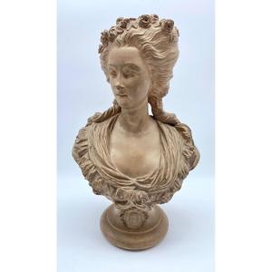 France XIX Siecle Charles Octave Lévy (1820-1899) Ancien Buste De Femme En Terracotta 